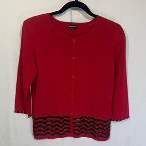WOMAN’S festive sweater. 3/4 sleeves. Beaded/knit detail. Size small. New condit